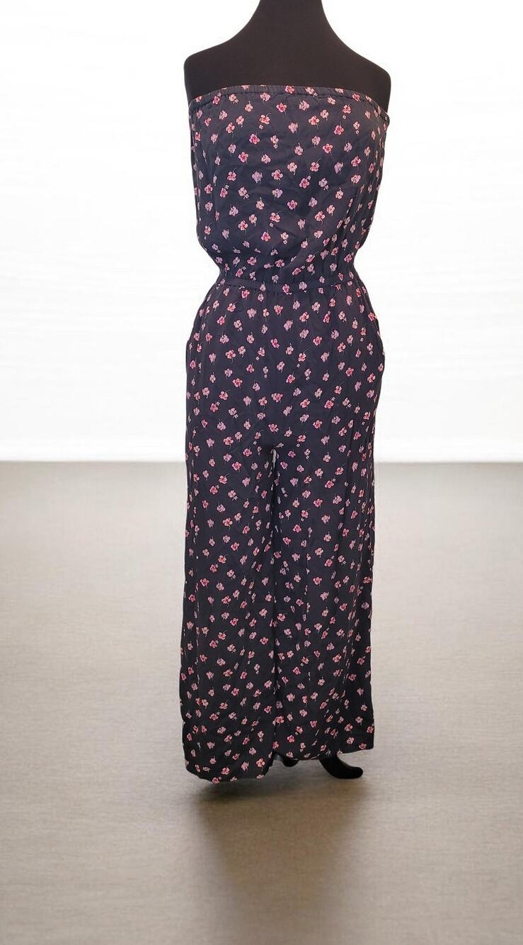 Spiritual Gangster Floral Strapless Jumpsuit S Wide Leg Boho Summer Festival